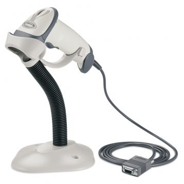 Zebra LS2208 - Lecteur code barre en RS232 et stand - Blanc